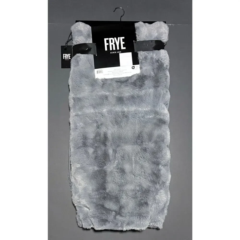 FRYE Faux Fur Throw Blanket 50 x 70” Reversible Grey Gray NWT TEXTURED Bubble